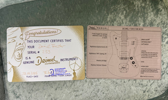 Deimel Firestar 2025 - Silver w/ Black pores & Guard. Righteous Sound Pickups. NEW, (Authorized Dealer)