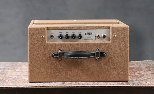 Benson Amps Nathan Jr. Reverb Combo 2025 in Cocoa and Light Brown with Wheat Grill-Cloth, front view.
