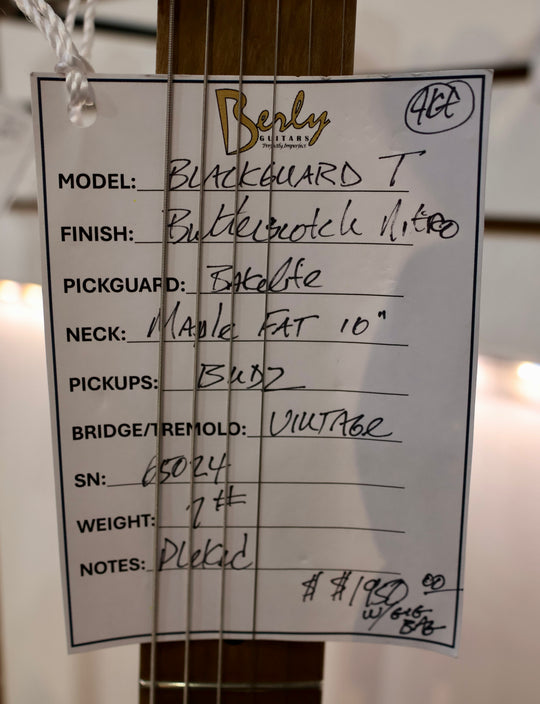 Berly Blackguard T — Butterscotch Nitro - Budz Pickups - NEW