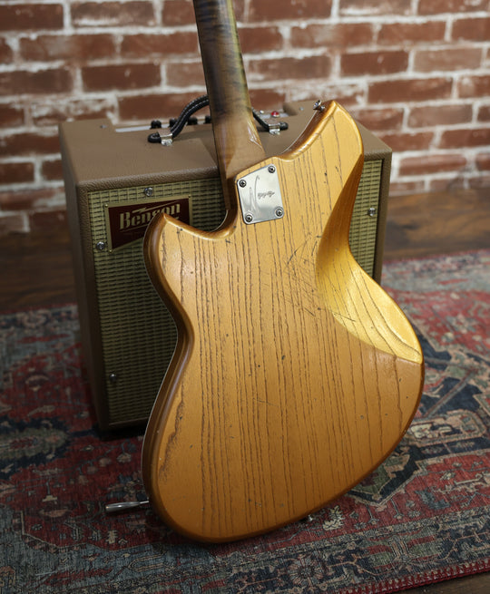 Novo Guitars Miris J - Aztec Gold / Lollar Gold Foils. Ash / Flame-Maple. NEW, Authorized Dealer) by South Shore Guitar Boutique