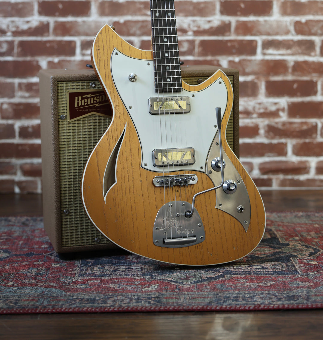 Novo Guitars Miris J - Aztec Gold / Lollar Gold Foils. Ash / Flame-Maple. NEW, Authorized Dealer) by South Shore Guitar Boutique