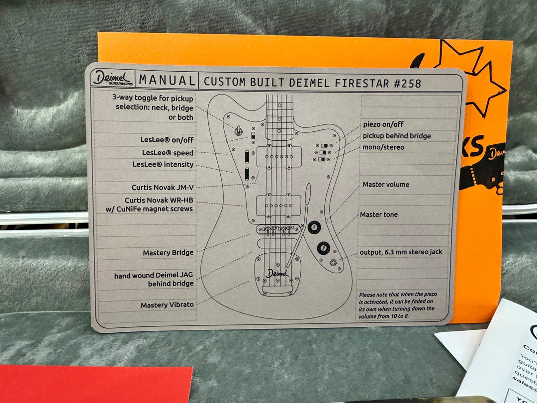 Deimel Firestar - Charcoal Blue / Natural Aluminum. Novak pickups + Leslee Circuit. NEW, (Authorized Dealer)