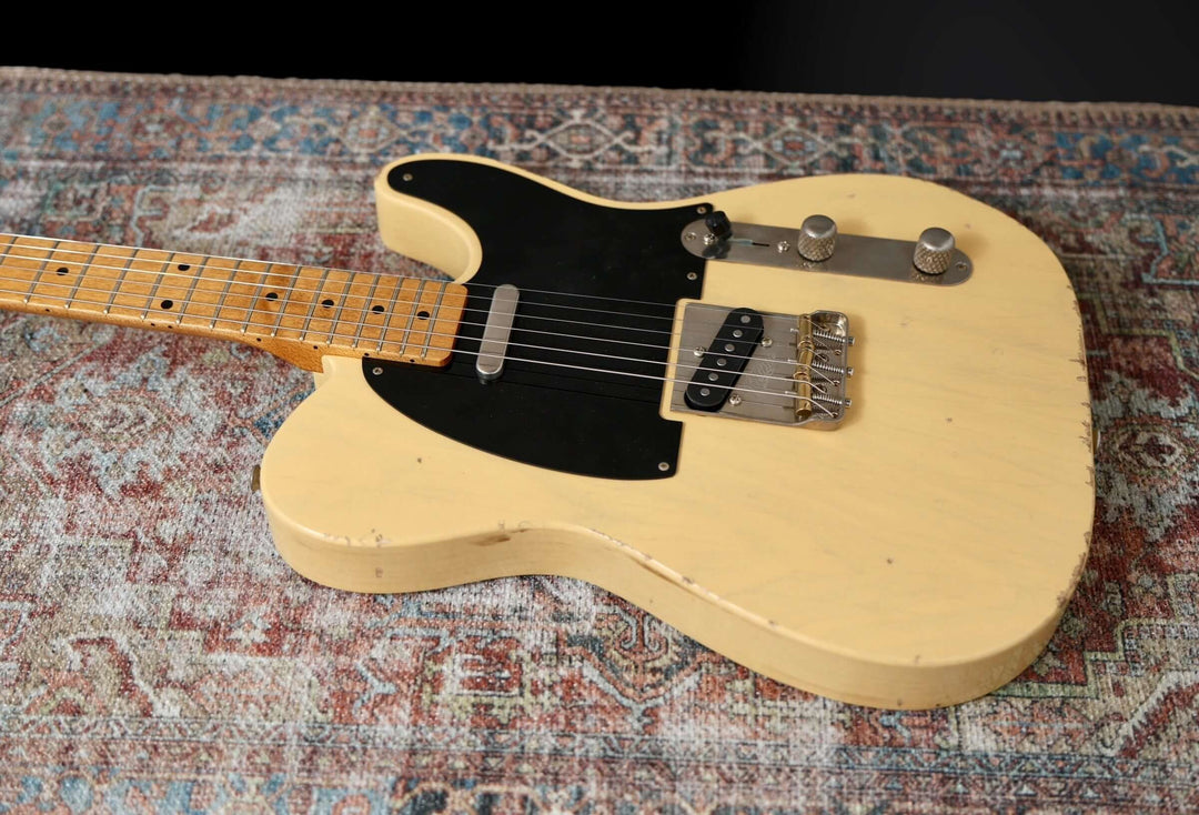 K-Line Truxton - Butterscotch Blonde. NEW, (Authorized Dealer) close-up view of the guitar body and neck.