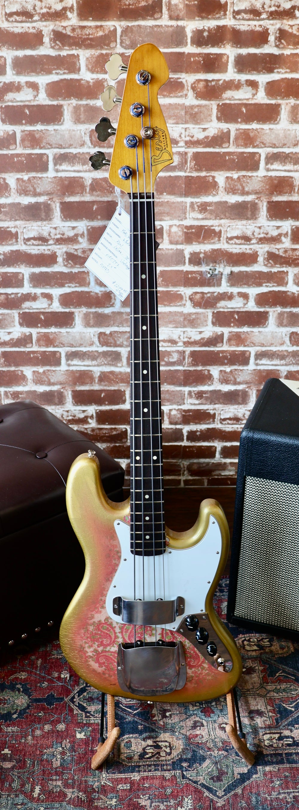 Berly J Bass - Pink/Gold Paisley. NEW (Authorized Dealer) by South Shore Guitar Boutique