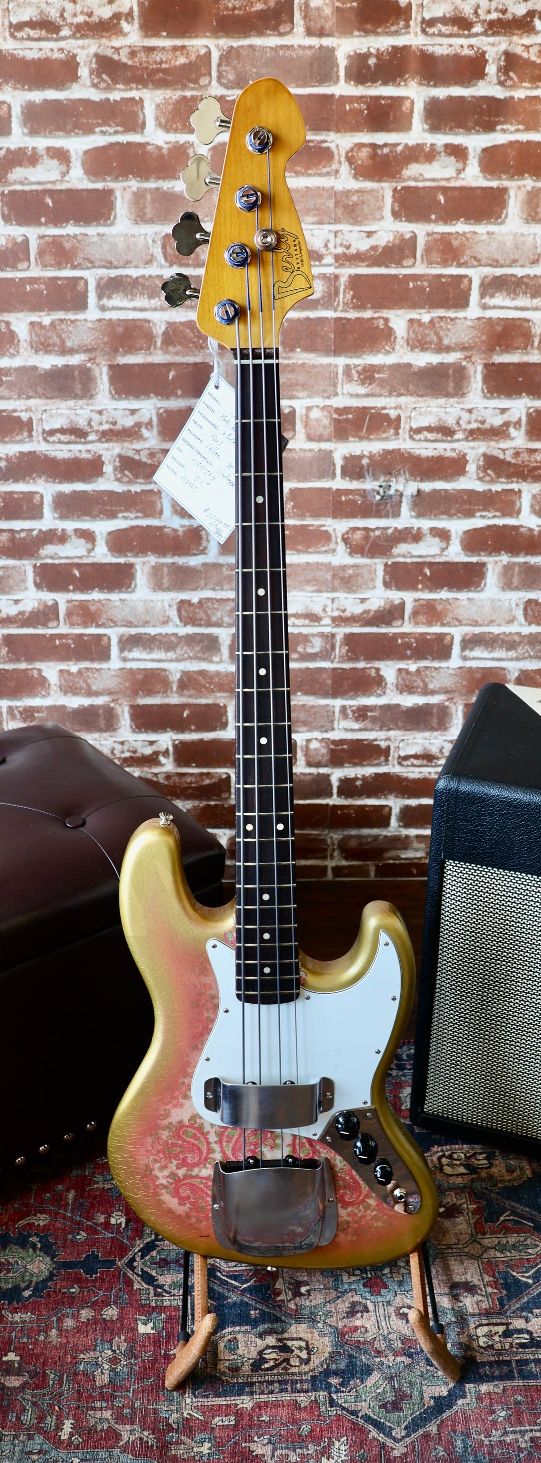 Berly J Bass - Pink/Gold Paisley. NEW (Authorized Dealer) by South Shore Guitar Boutique