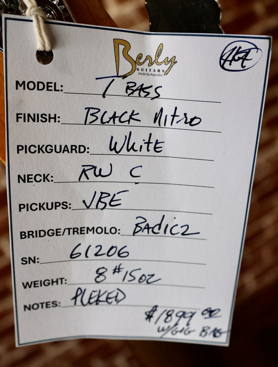 Berly T-Bass - Black. NEW (Authorized Dealer) by South Shore Guitar Boutique