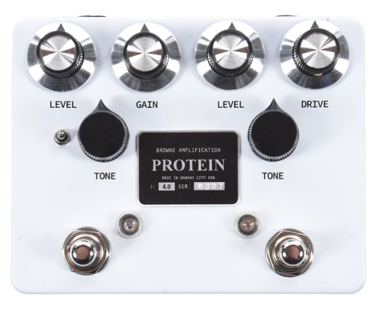 Browne Amplification Protein Dual Overdrive v4 Pedal in White by Browne Amplification