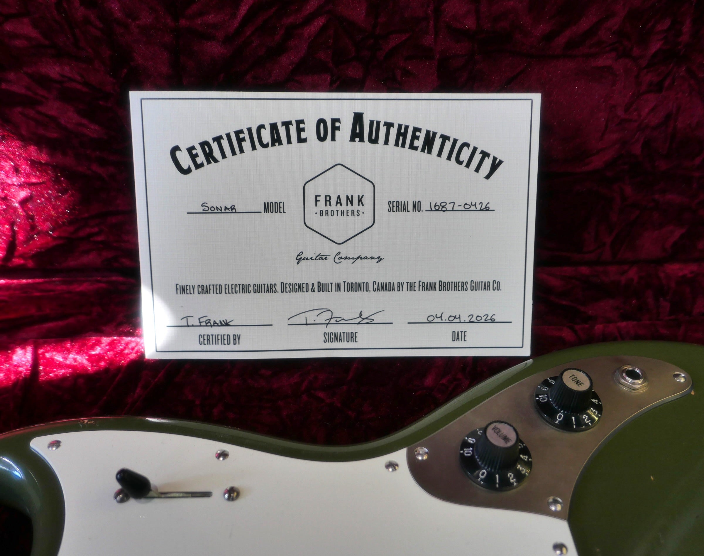 Frank Brothers Sonar Olive Drab Serial 16870426 – South Shore