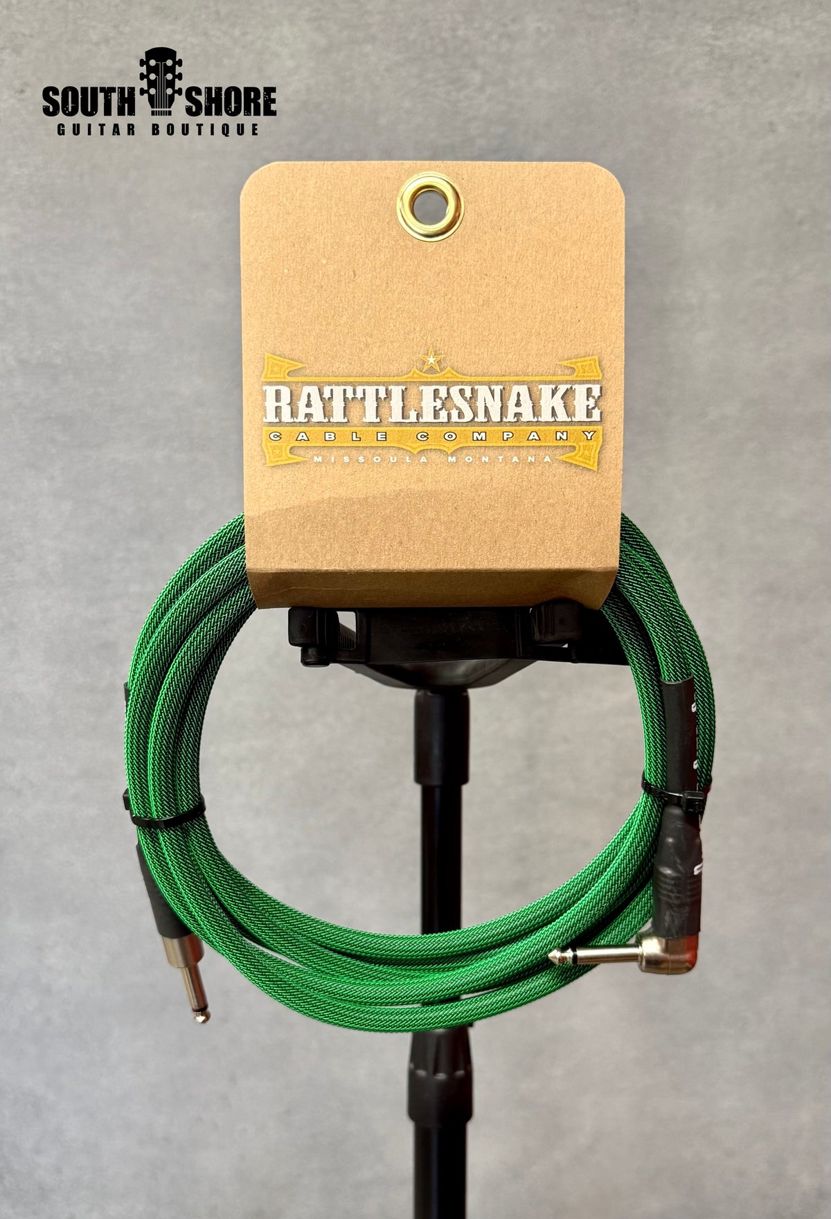 Rattlesnake 10' Standard Straight to Right Angle - Mean Green (Authorized Dealer) by Rattlesnake Cable Company