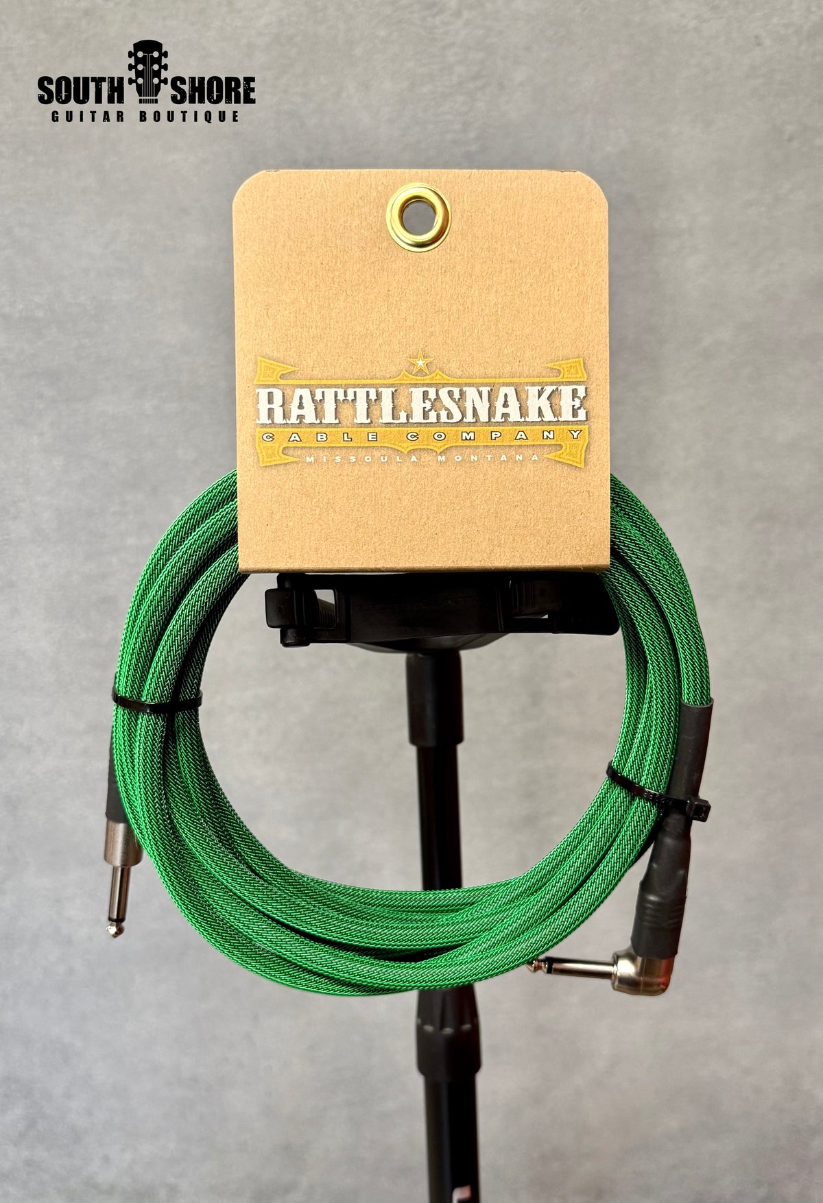 Rattlesnake 15' Standard Straight to Right Angle - Mean Green (Authorized Dealer) by Rattlesnake Cable Company