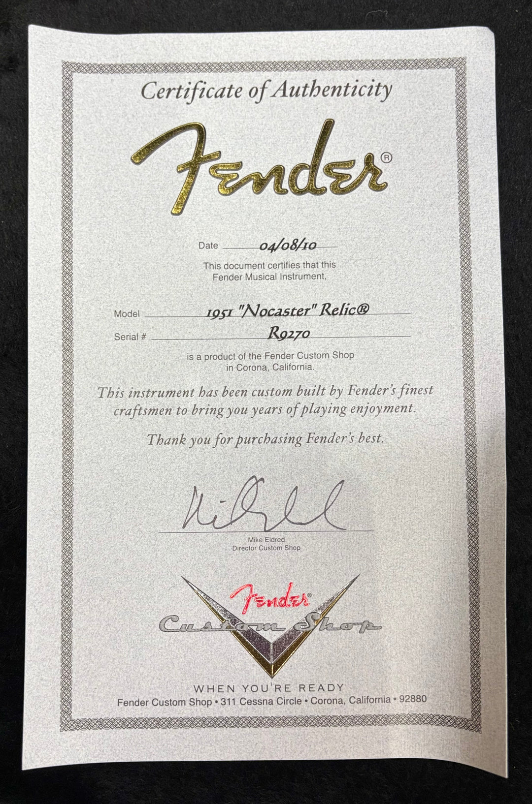 2010 Fender Custom Shop '51 Nocaster Relic