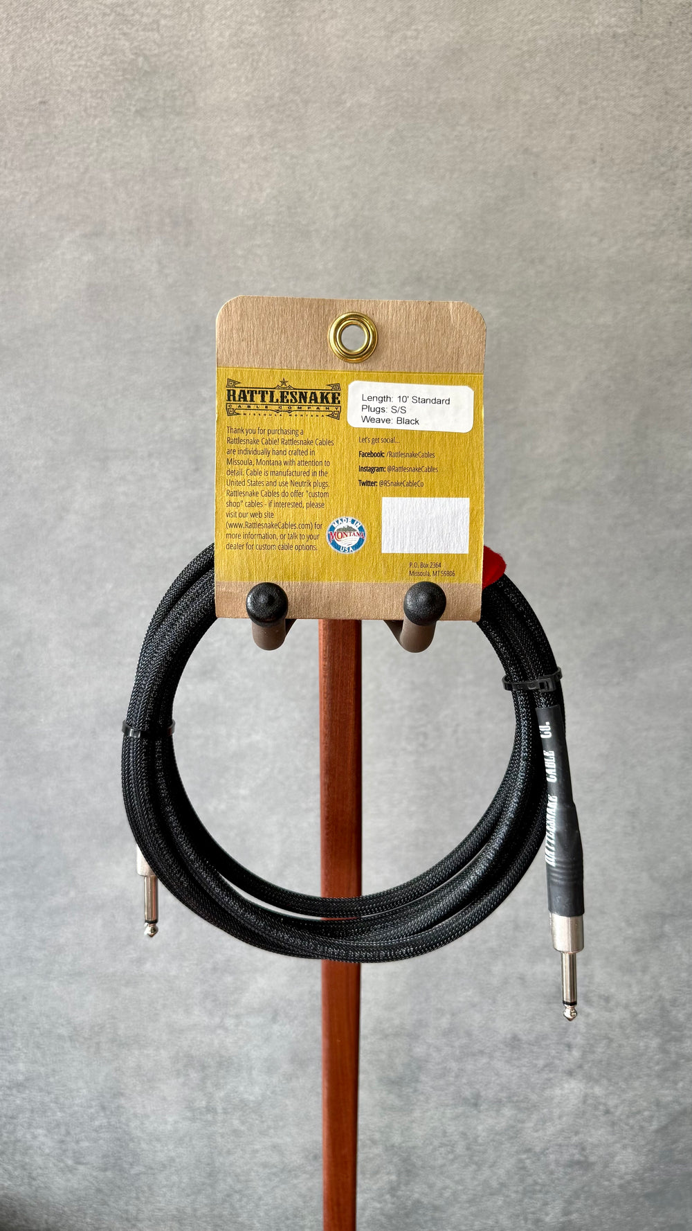 Rattlesnake 10' Standard Instrument Cable (Straight to Straight, Black)