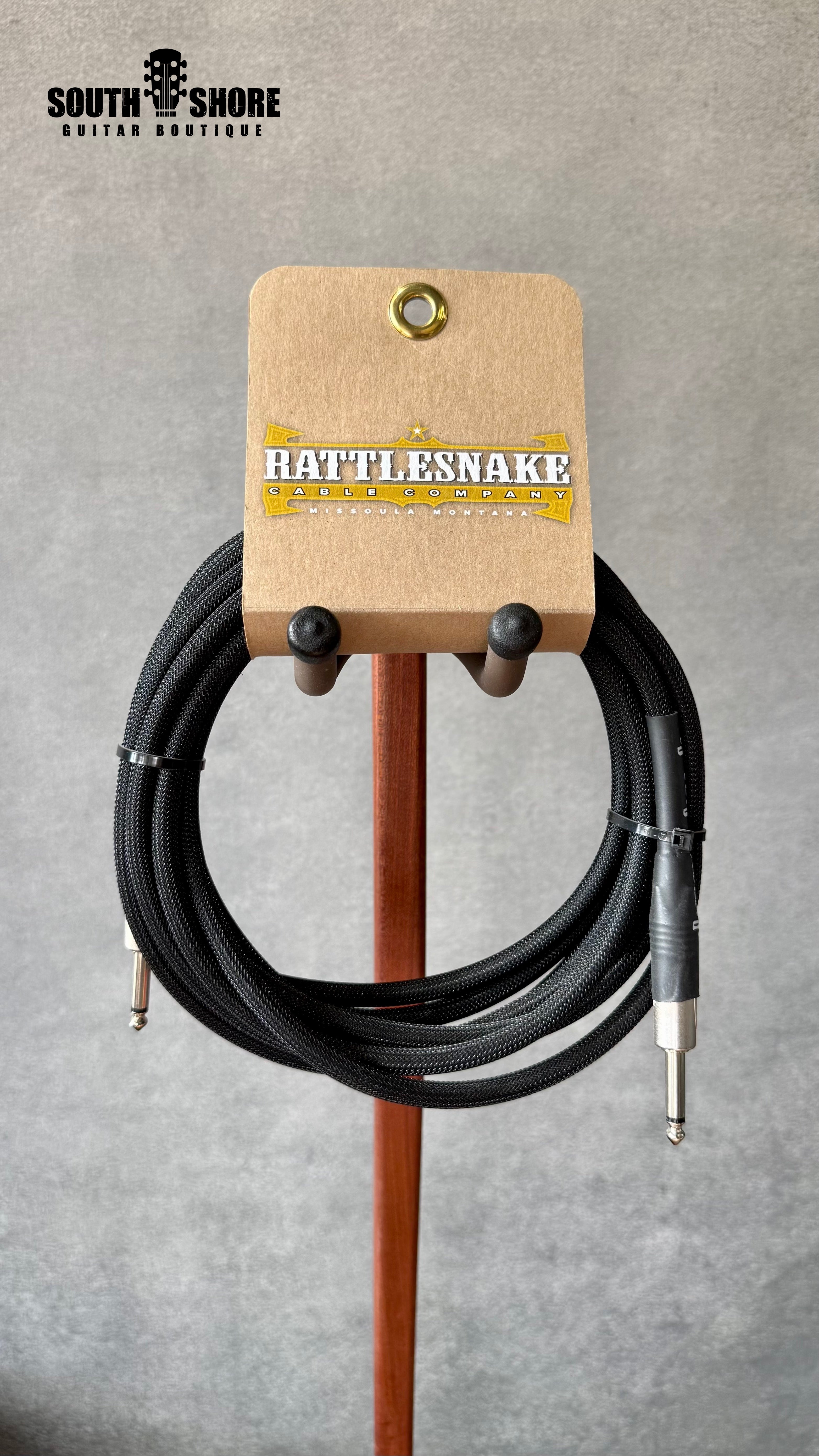 Rattlesnake 15' Standard Black Instrument Cable – Straight to Straight (Authorized Dealer) by Rattlesnake Cable Company
