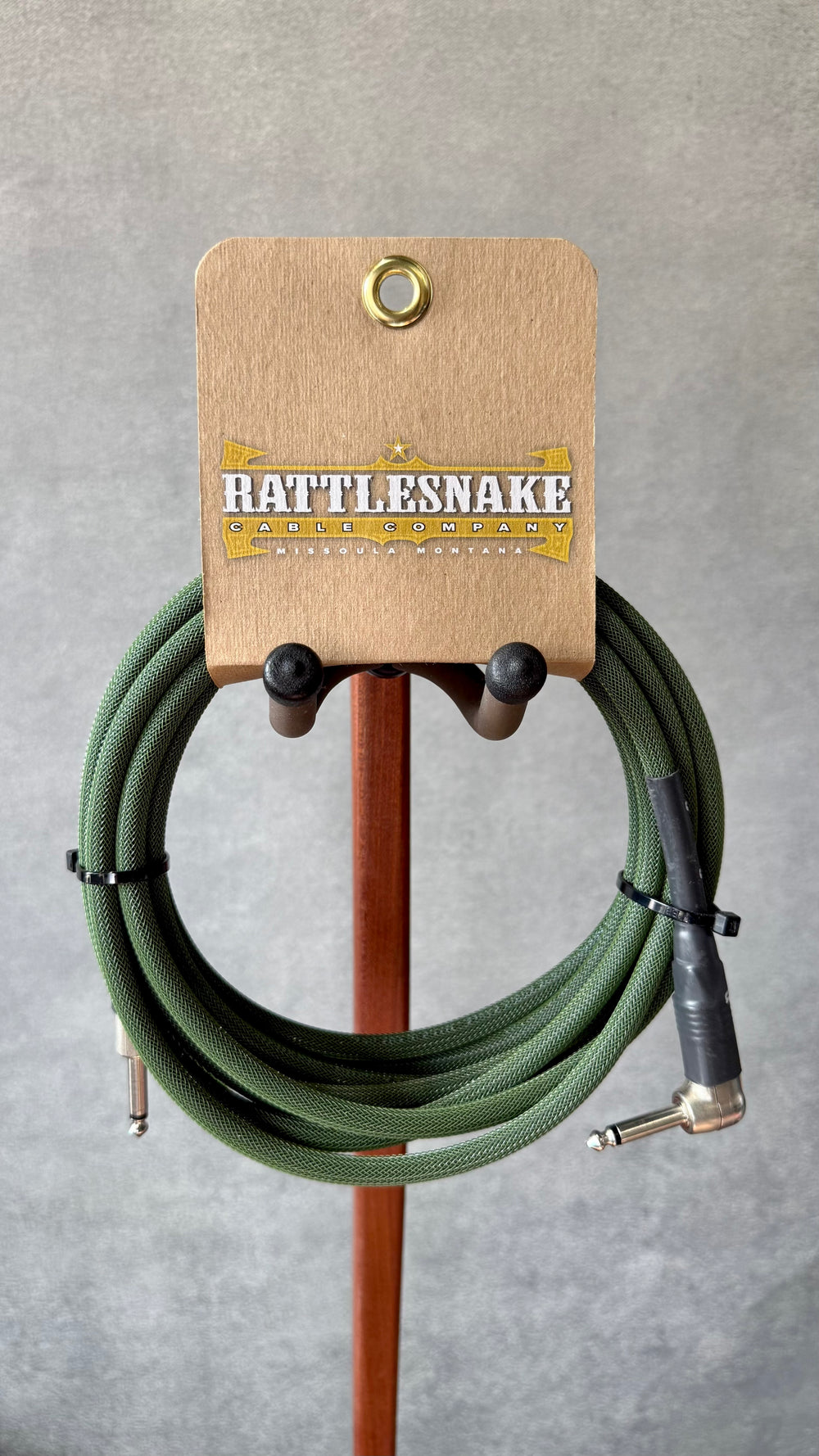 Rattlesnake 15' Standard Instrument Cable (Straight to Right Angle, Radar Olive)