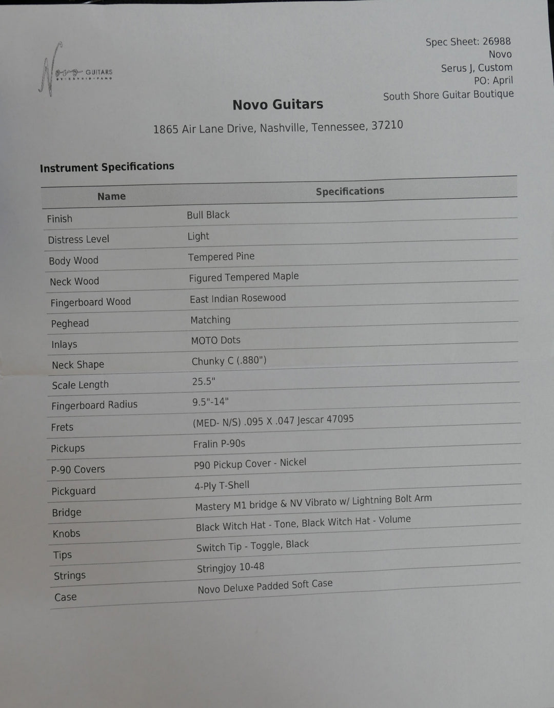 Novo Serus J Custom in Bull Black (Authorized Dealer) by Novo
