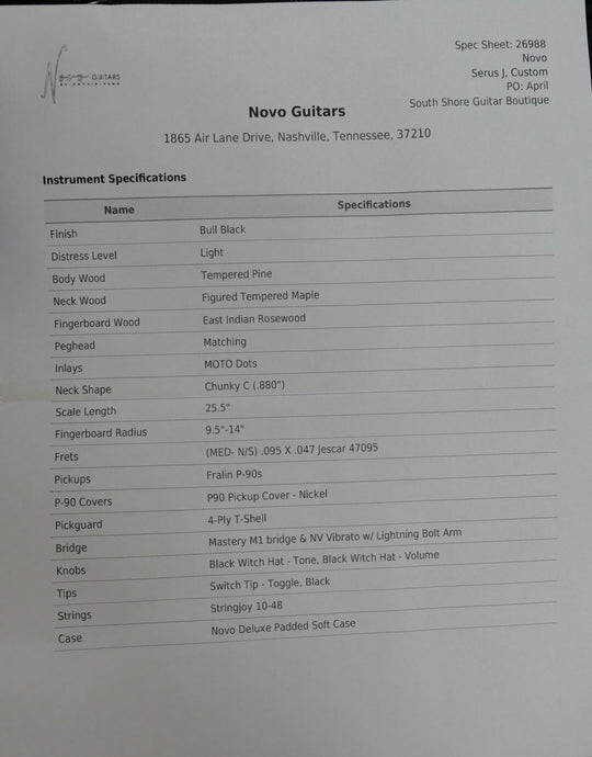 Novo Serus J Custom in Bull Black (Authorized Dealer) by Novo