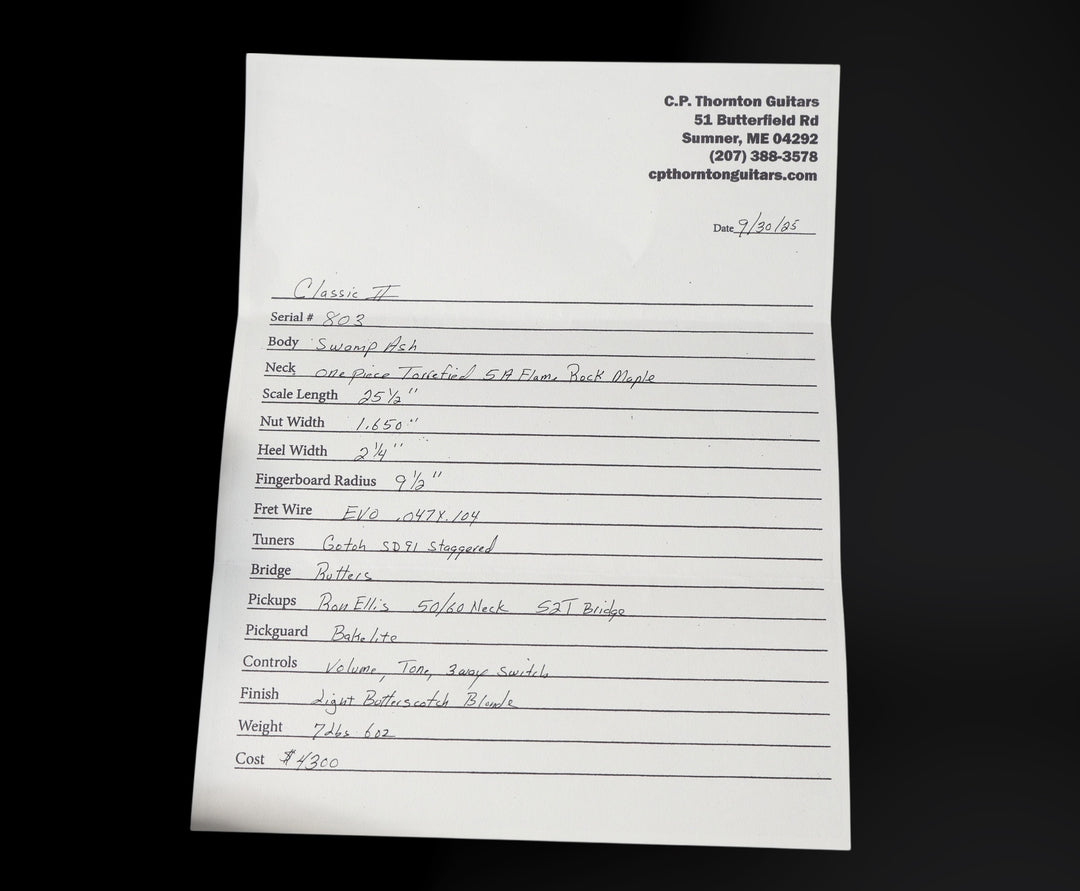 CP Thornton Classic II Butterscotch