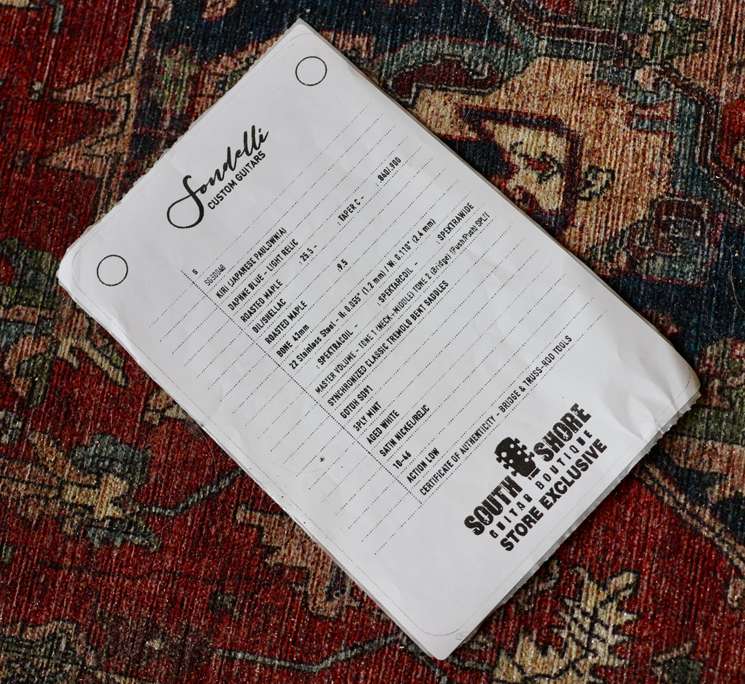 Sondelli Classic S -Daphne Blue Light Relic. NEW (Authorized Dealer) by Sondelli