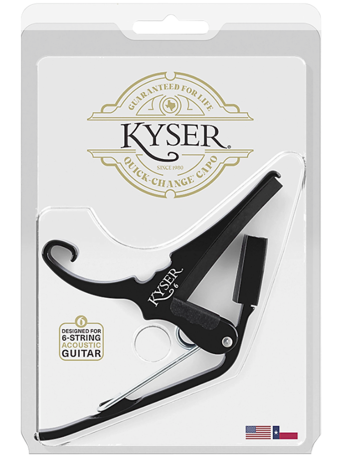 Kyser Quick-Change Capo for Acoustic Guitar - Black (Authorized Dealer) by Kyser