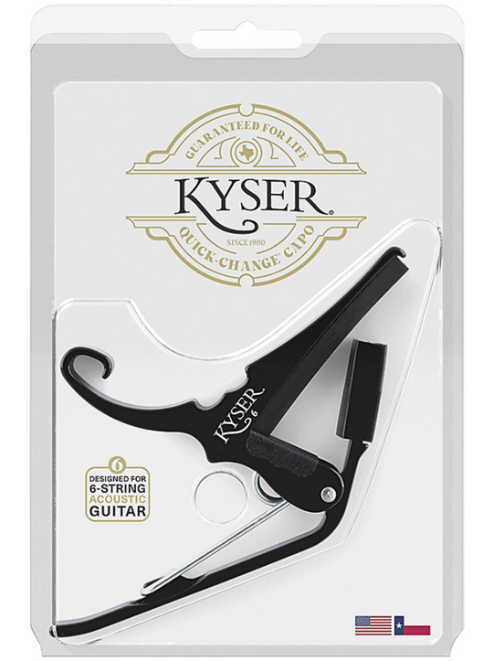 Kyser Quick-Change Capo for Acoustic Guitar - Black (Authorized Dealer) by Kyser