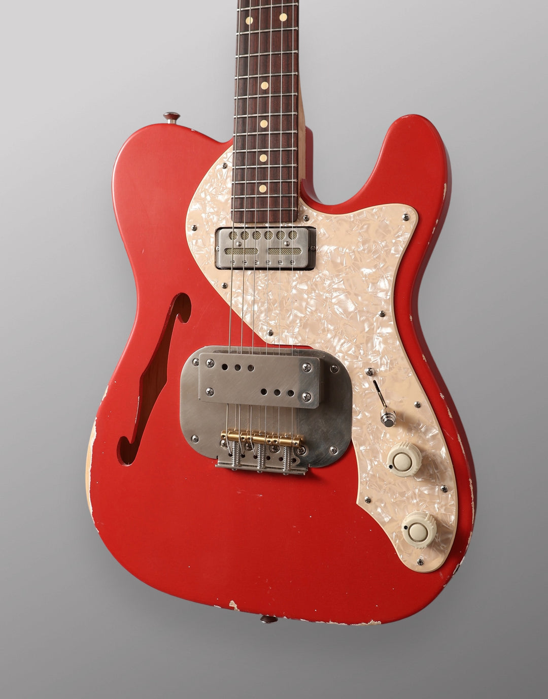Waterslide Guitars Thinline T-Style Coodercaster - 2023 - Aged Fiesta Red. NEW (Authorized Dealer)