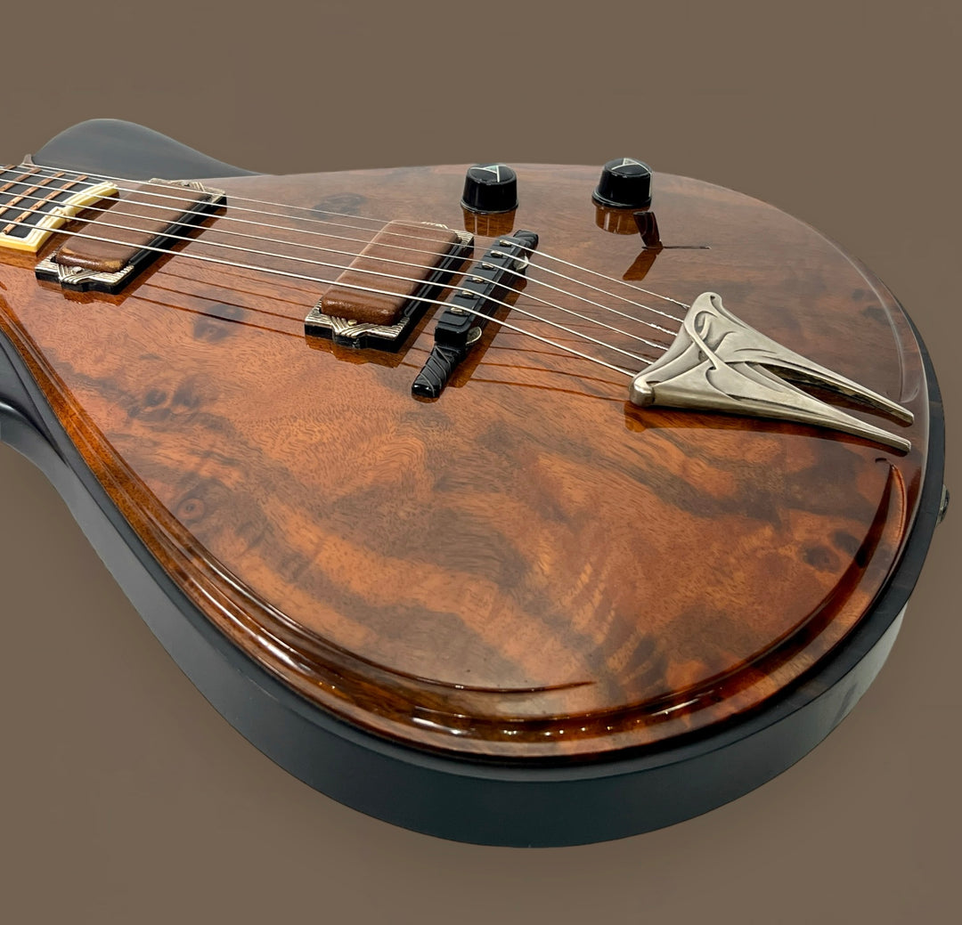 Jesselli Guitars Modernaire Circa 1989-1990 Natural Walnut & Ebony. Owned by Alan Rogan touring tech for Keith Richards. (Authorized Jesselli Dealer)