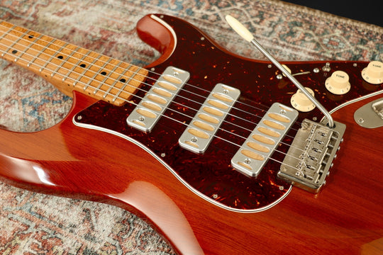 Ronin Morningstar 2019 - Honey Burst w/ highly figured “Flame Maple” neck + Raw Aluminum FB Mini’s
