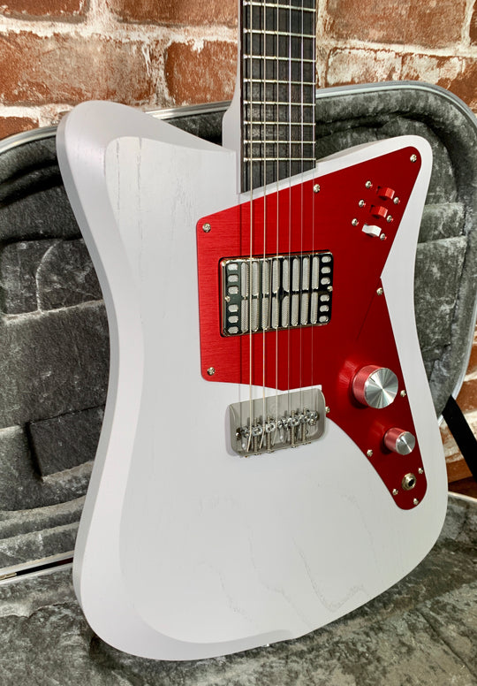 Uma Guitars (Early 2020) Jetson Concrete Grey/Red Anodized, Dual-Foil HB & Piezo Pickup, only 6lbs 7.4oz