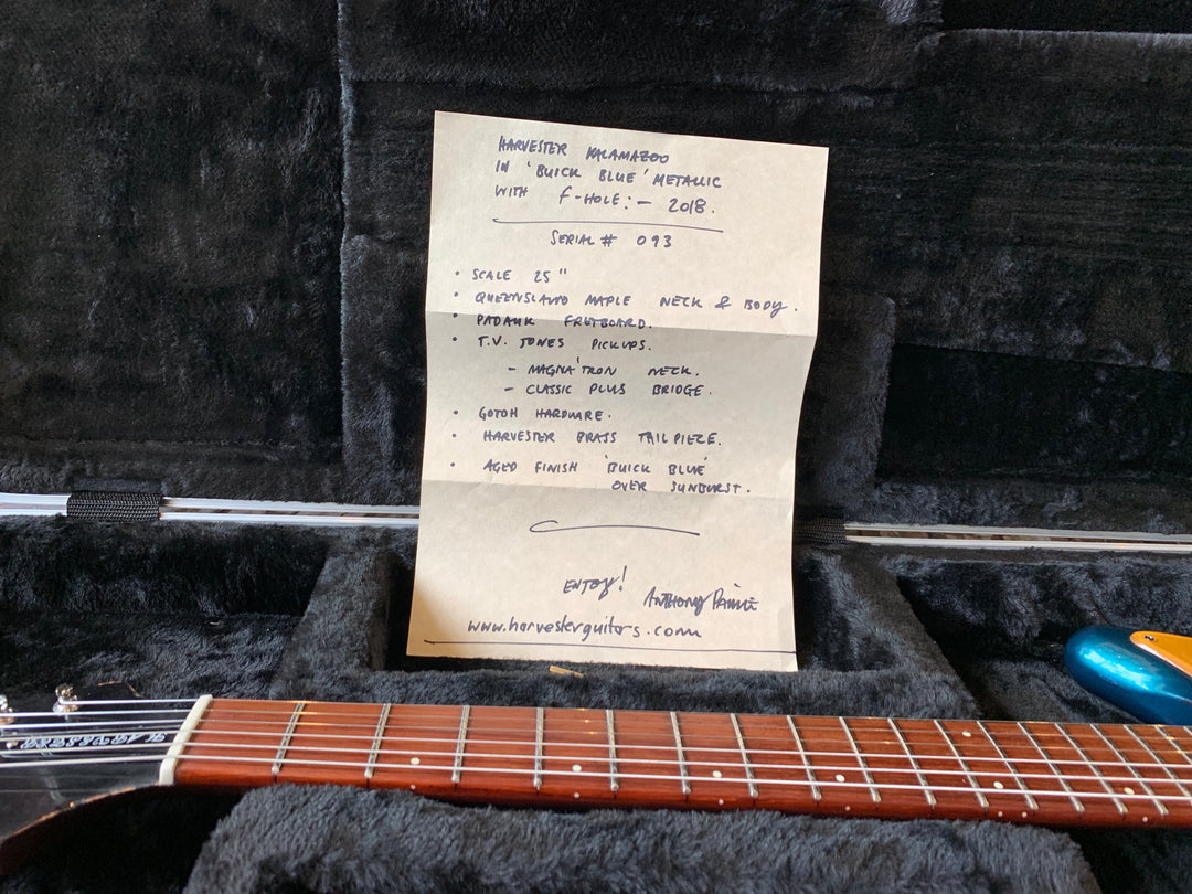 Harvester Guitars Kalamazoo Buick Blue over Sunburst.  "Authorized Dealer"