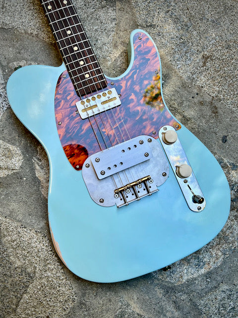 Waterslide Guitars T-Style Coodercaster 2022 Aged Sonic Blue NEW (Authorized Dealer)