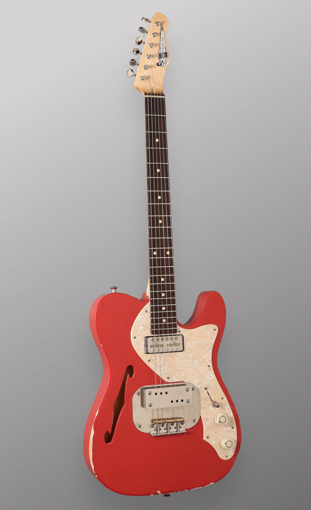 Waterslide Guitars Thinline T-Style Coodercaster - 2023 - Aged Fiesta Red. NEW (Authorized Dealer)