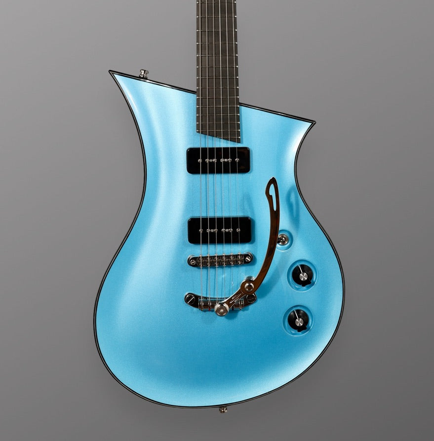 Senez Guitars Psari - Carve Top. Sky Blue. Dual P-90's. NEW