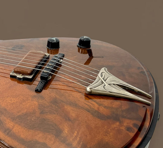 Jesselli Guitars Modernaire Circa 1989-1990 Natural Walnut & Ebony. Owned by Alan Rogan touring tech for Keith Richards. (Authorized Jesselli Dealer)
