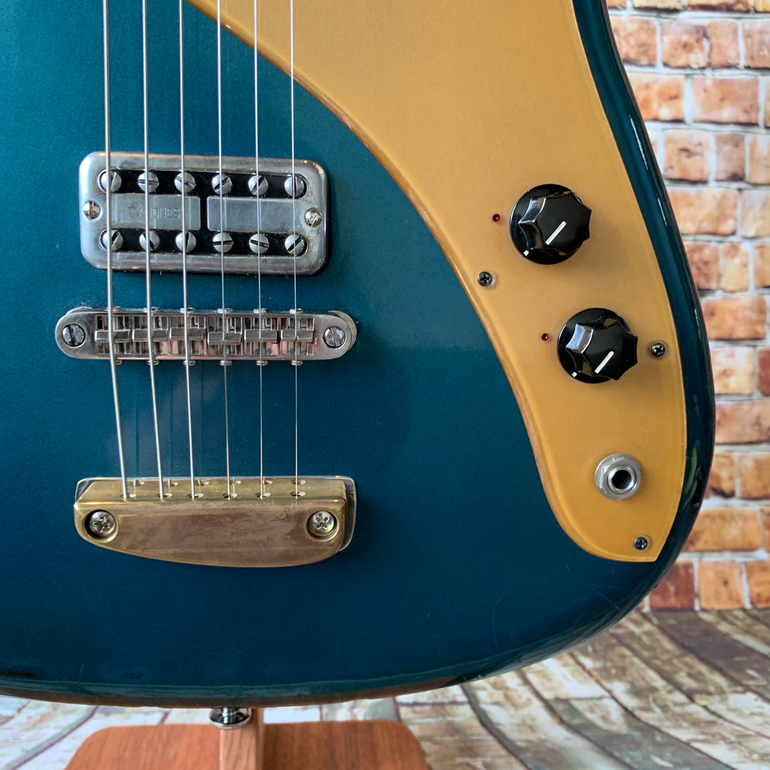 Harvester Guitars Kalamazoo Buick Blue over Sunburst.  "Authorized Dealer"