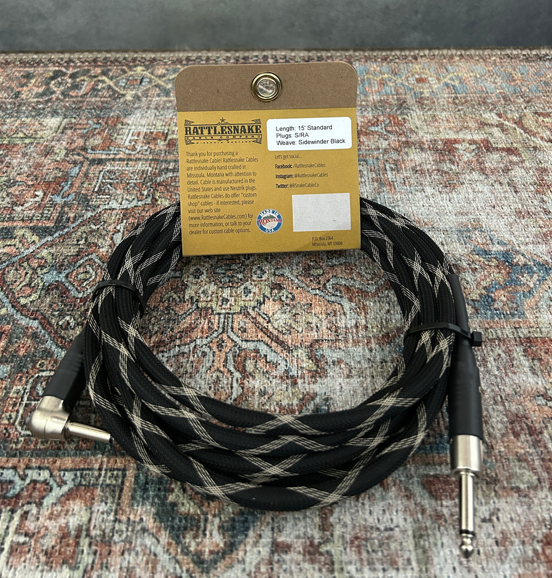Rattlesnake Cable Company 15' Standard Instrument Cable S/RA - Sidewinder Black Weave