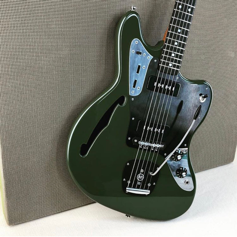 Bilt Zaftig 2019 Olive Drab w/ Lollar Staple P-90's & Black Mastery Hardware