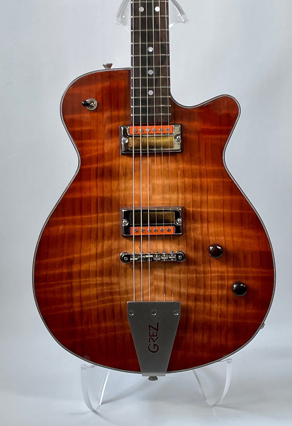 Grez Mendocino Custom 2021 Amber Burst, Novak Gold Foil Pickups NEW 5lbs 2oz (Authorized Dealer)