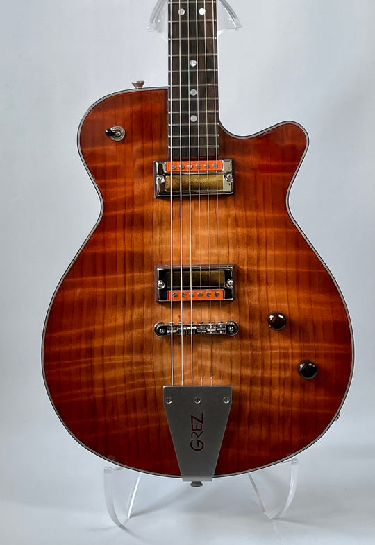 Grez Mendocino Custom 2021 Amber Burst, Novak Gold Foil Pickups NEW 5lbs 2oz (Authorized Dealer)