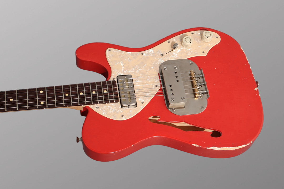 Waterslide Guitars Thinline T-Style Coodercaster - 2023 - Aged Fiesta Red. NEW (Authorized Dealer)
