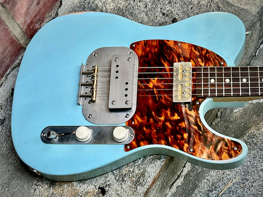 Waterslide Guitars T-Style Coodercaster 2022 Aged Sonic Blue NEW (Authorized Dealer)