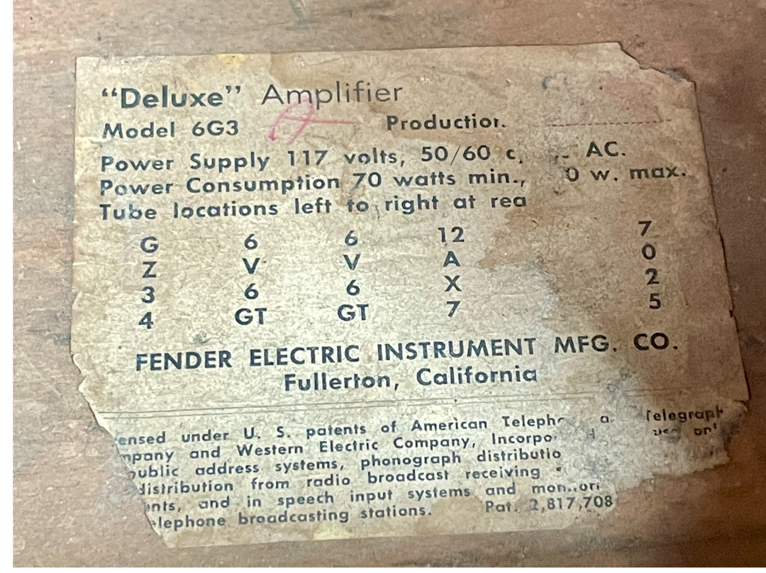 Fender Brownface Deluxe 1961-1962 Excellent Condition