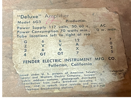 Fender Brownface Deluxe 1961-1962 Excellent Condition