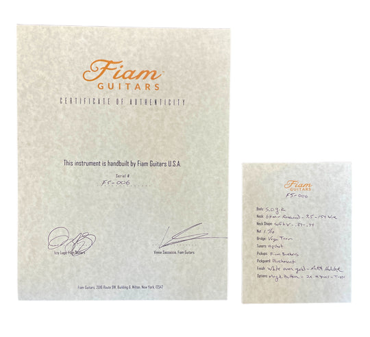 Fiam Guitars Mirari F5 2022 Aged White over Gold, by past Ronin luthier Izzy Lugo (Authorized Fiam Dealer)