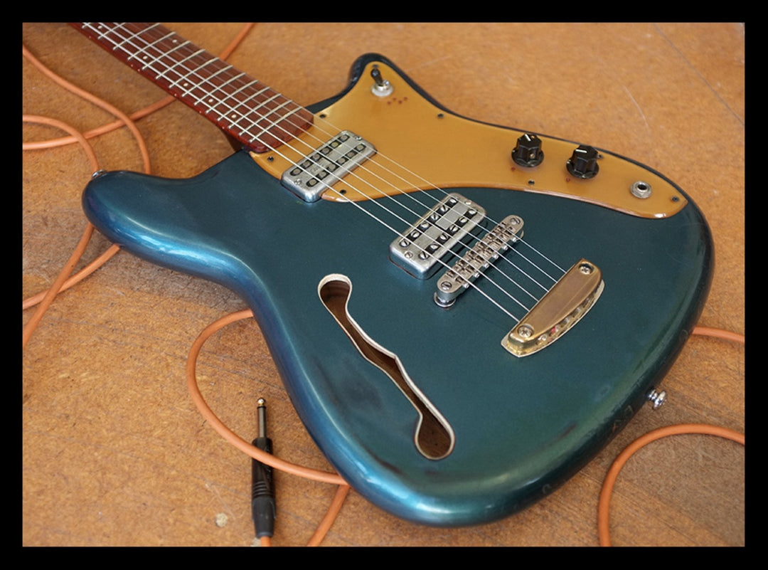 Harvester Guitars Kalamazoo Buick Blue over Sunburst.  "Authorized Dealer"