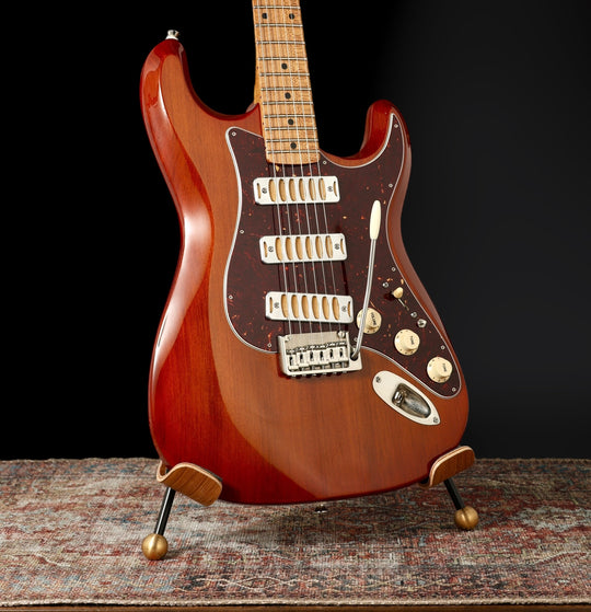 Ronin Morningstar 2019 - Honey Burst w/ highly figured “Flame Maple” neck + Raw Aluminum FB Mini’s