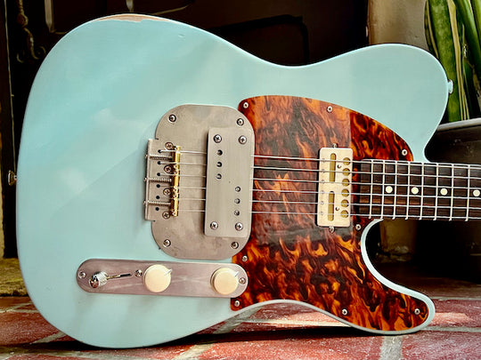 Waterslide Guitars T-Style Coodercaster 2022 Aged Sonic Blue NEW (Authorized Dealer)