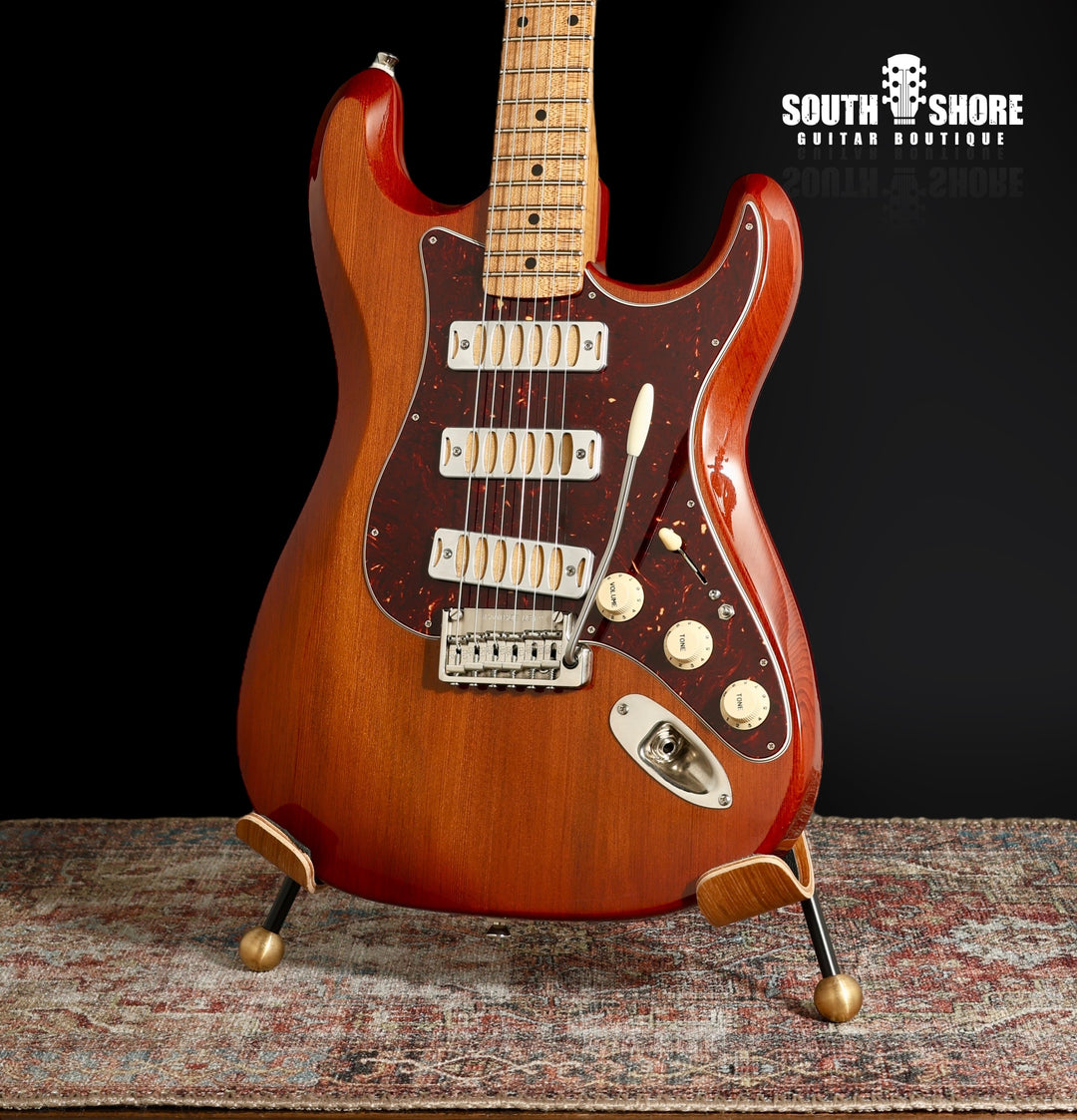 Ronin Morningstar 2019 - Honey Burst w/ highly figured “Flame Maple” neck + Raw Aluminum FB Mini’s
