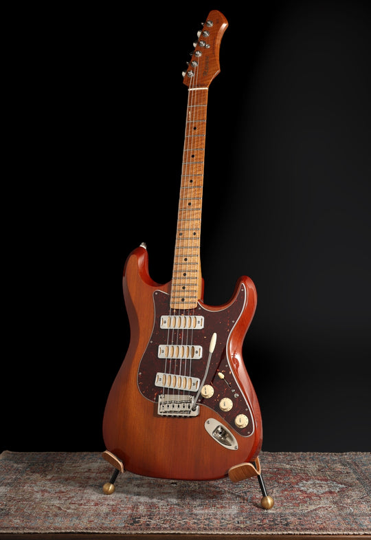 Ronin Morningstar 2019 - Honey Burst w/ highly figured “Flame Maple” neck + Raw Aluminum FB Mini’s