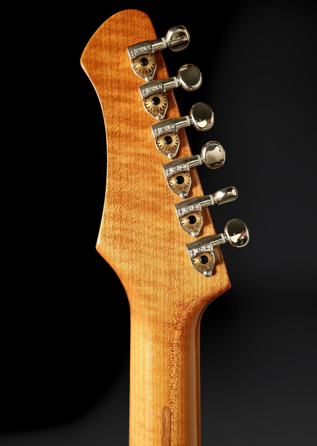 Ronin Morningstar 2019 - Honey Burst w/ highly figured “Flame Maple” neck + Raw Aluminum FB Mini’s