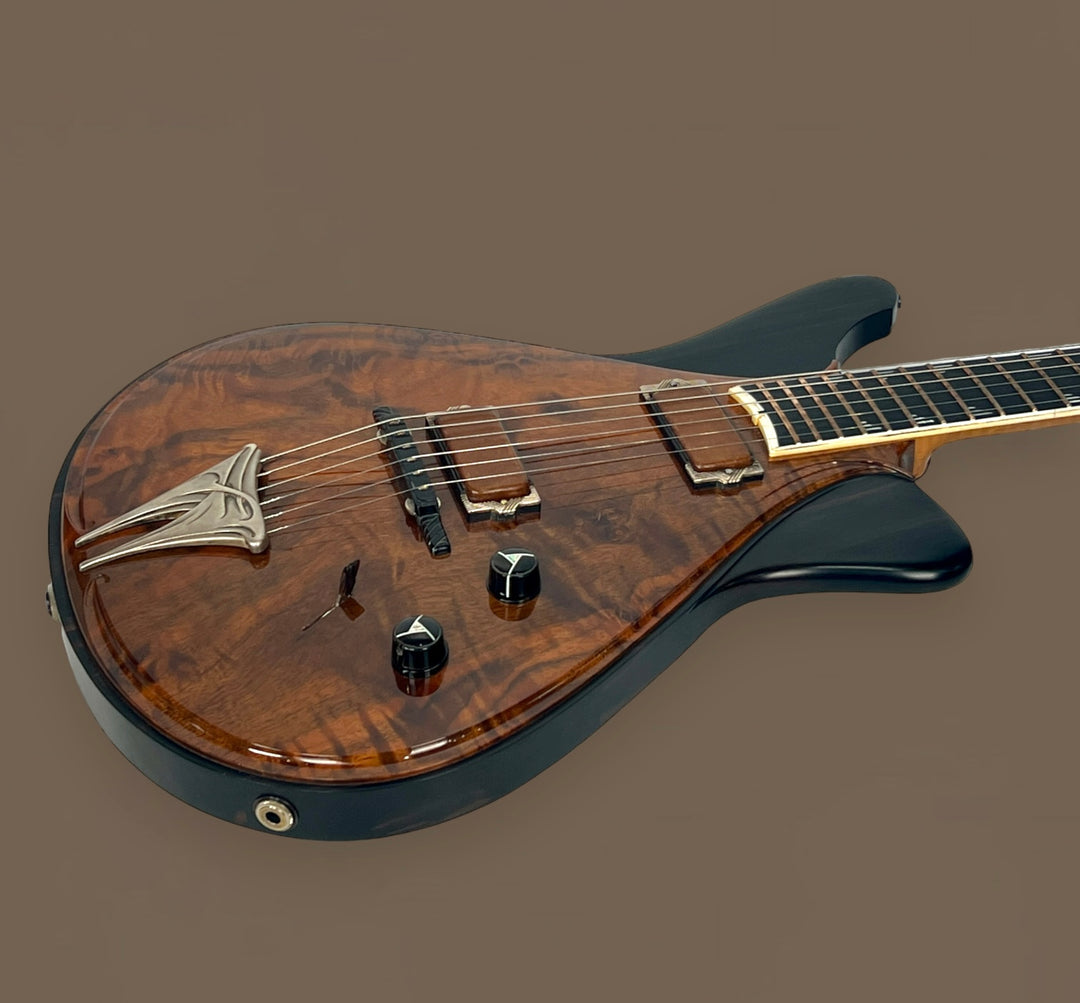 Jesselli Guitars Modernaire Circa 1989-1990 Natural Walnut & Ebony. Owned by Alan Rogan touring tech for Keith Richards. (Authorized Jesselli Dealer)